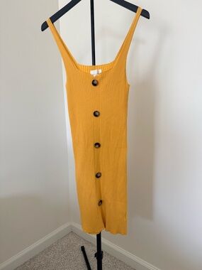 REVOLVE Ribbed Button-Front Mini Dress in Mustard